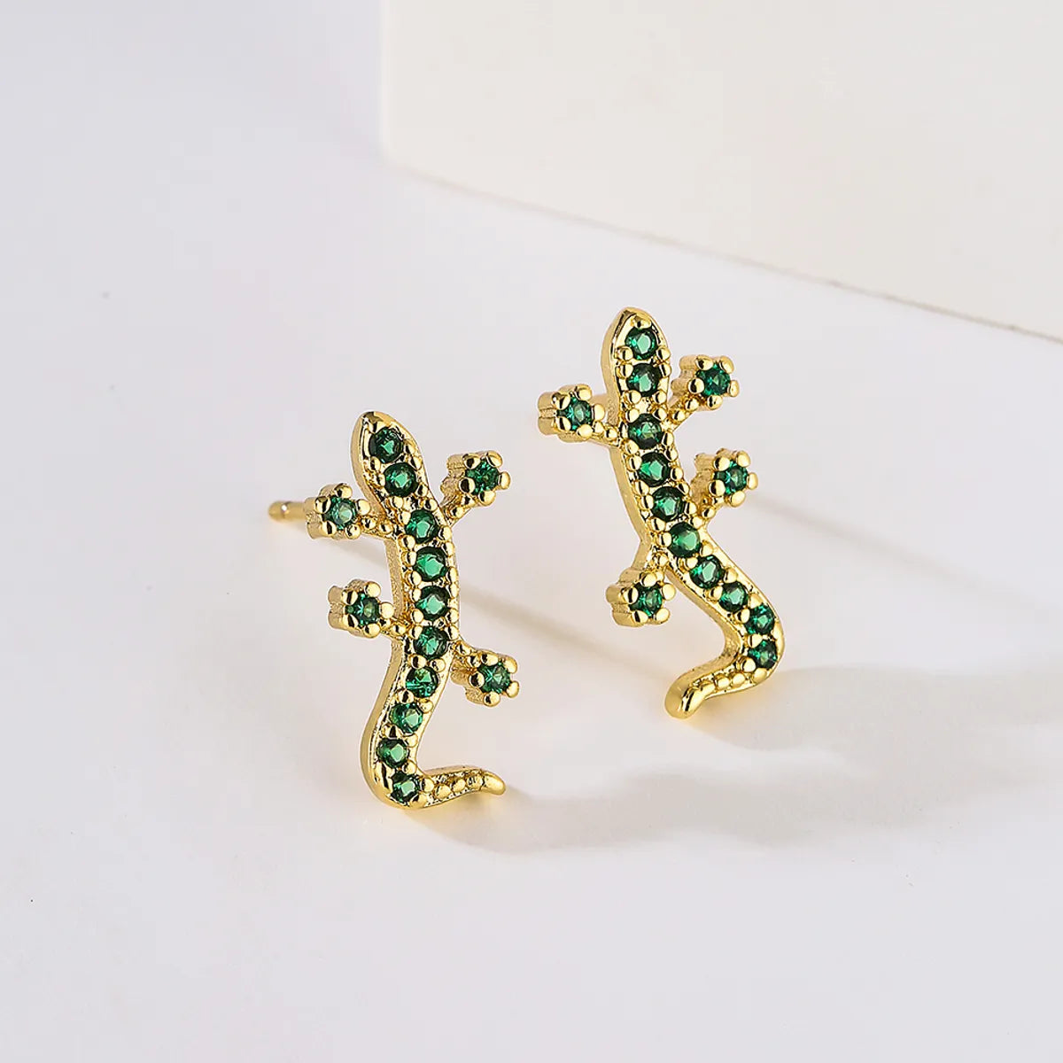 Fashion Bee Lizard Butterfly Copper Gold Plated Zircon Ear Studs 1 Pair