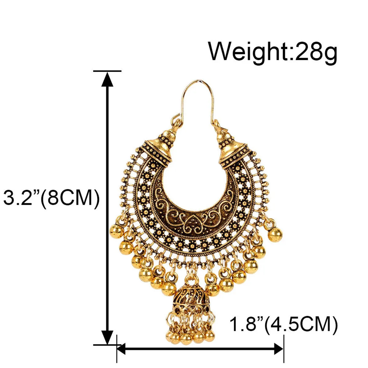 Fashion Bell Tassel Earrings Bohemian Ethnic Style Earrings Retro Hollow Earrings Women