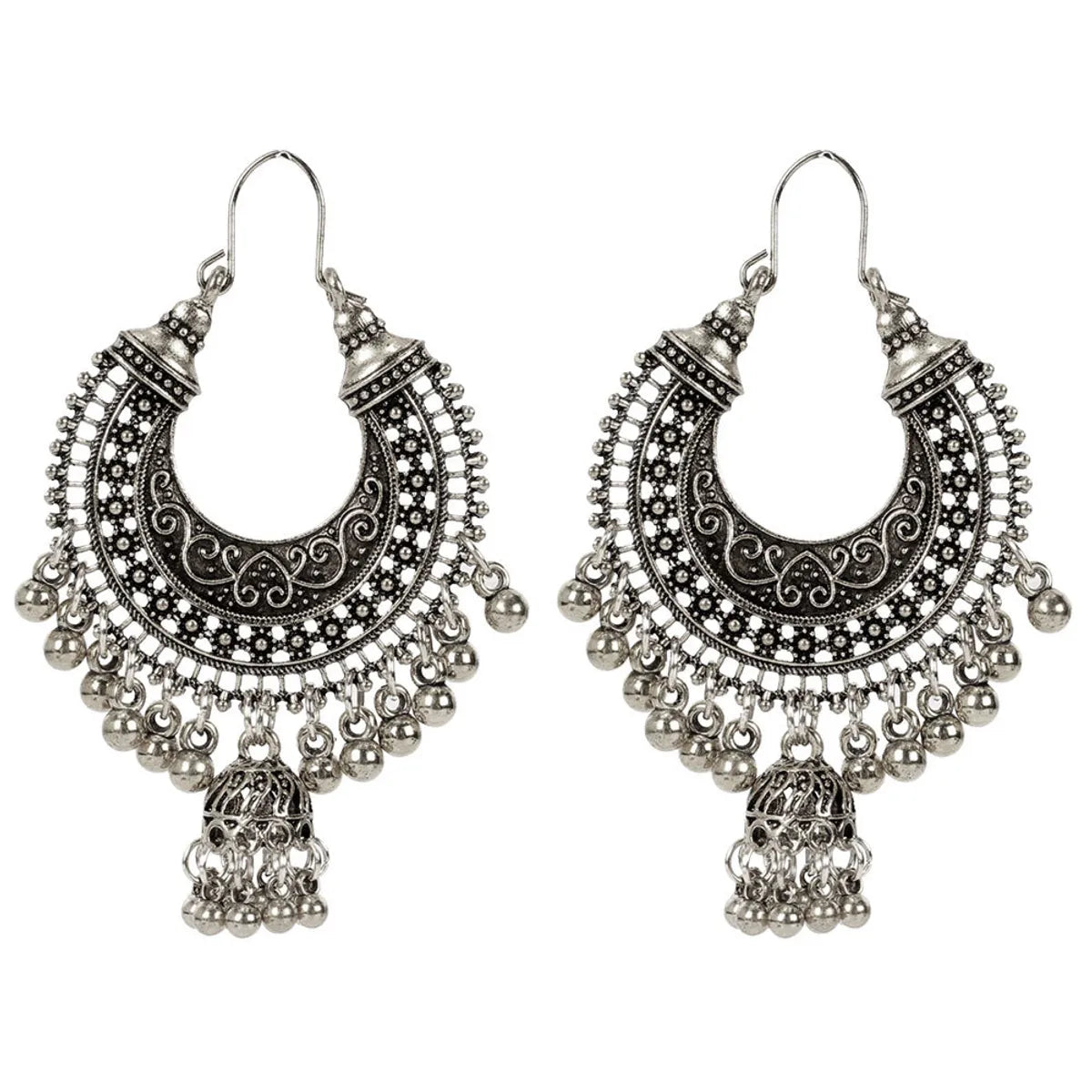 Fashion Bell Tassel Earrings Bohemian Ethnic Style Earrings Retro Hollow Earrings Women