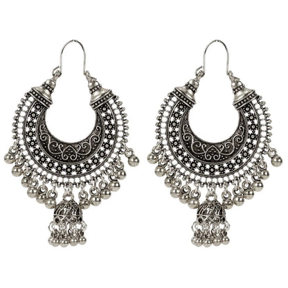 Fashion Bell Tassel Earrings Bohemian Ethnic Style Earrings Retro Hollow Earrings Women