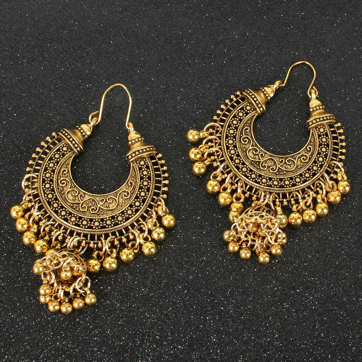 Fashion Bell Tassel Earrings Bohemian Ethnic Style Earrings Retro Hollow Earrings Women