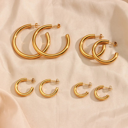 Fashion Circle Plating Stainless Steel No Inlaid Gold Plated Earrings