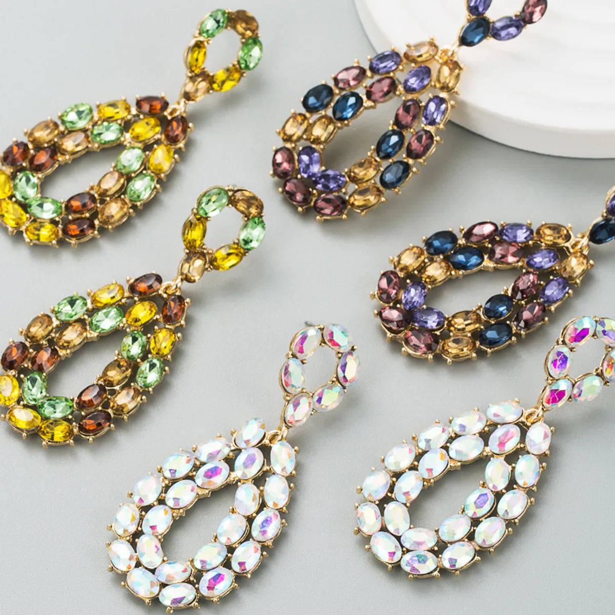 Fashion Big Shiny Geometric Hollow Alloy Earrings Wholesale