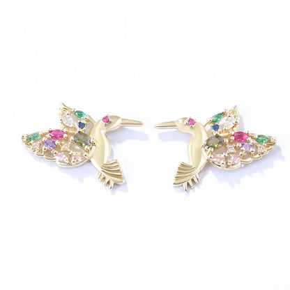 Fashion Bird Copper Plating Zircon Ear Studs 1 Pair