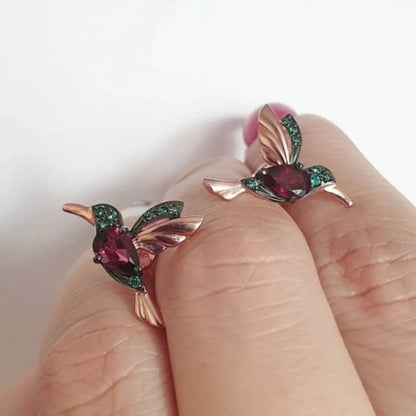 Fashion Bird Shaped Copper Inlaid Zircon Copper Earrings Wholesale