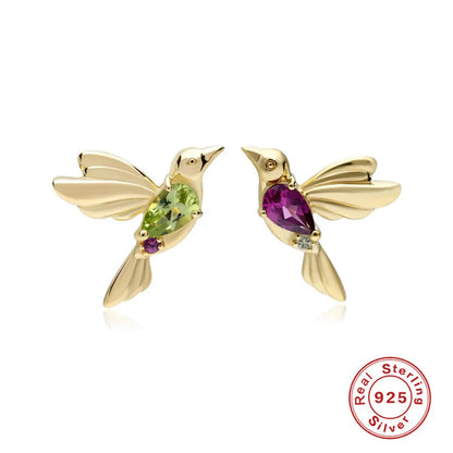 Fashion Bird Sterling Silver Ear Studs Plating Zircon 925 Silver Earrings