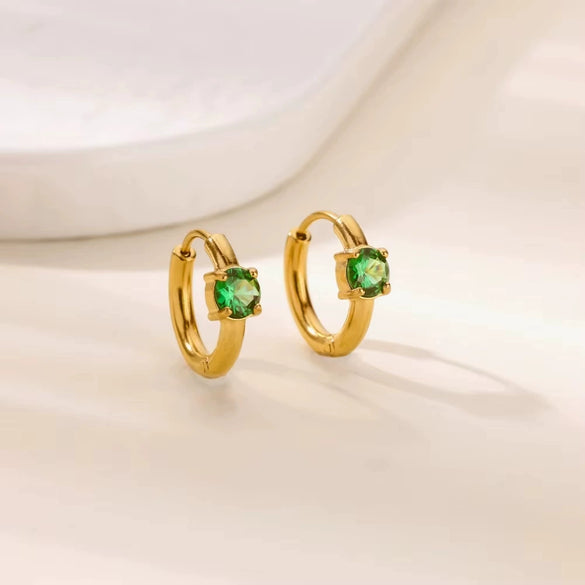 Fashion Birthstone Earrings Women's Stainless Steel Alloy Inlaid Artificial Gemstones Semiprecious Stones Micropaved