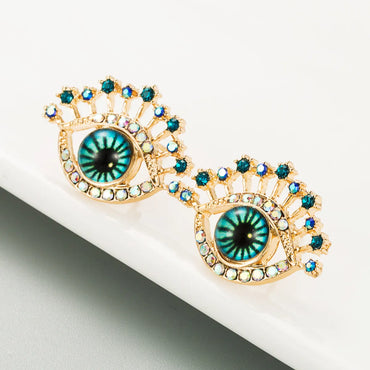 Fashion Blue Devil's Eye Alloy Diamond Retro Earrings