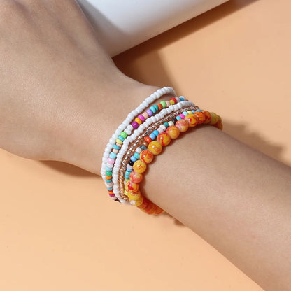 Fashion Bohemian Style Multicolor Bead Acrylic Multi-layer Female Bracelet