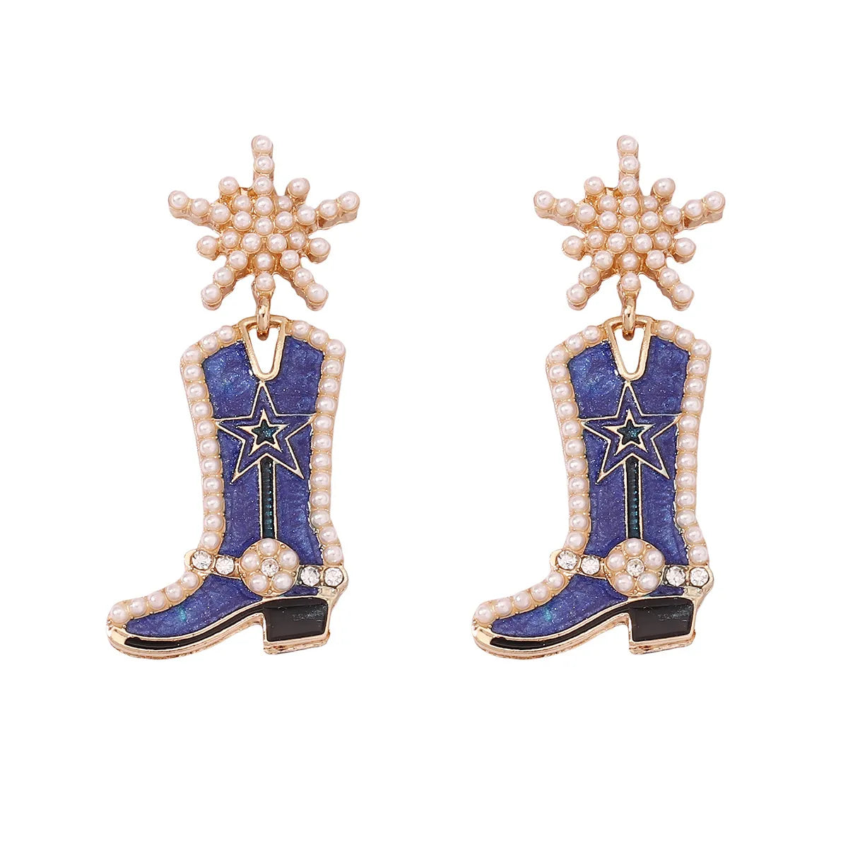 Fashion Boots Alloy Enamel Inlay Artificial Pearls Women'S Drop Earrings 1 Pair