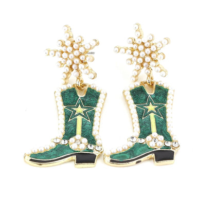 Fashion Boots Alloy Enamel Inlay Artificial Pearls Women'S Drop Earrings 1 Pair