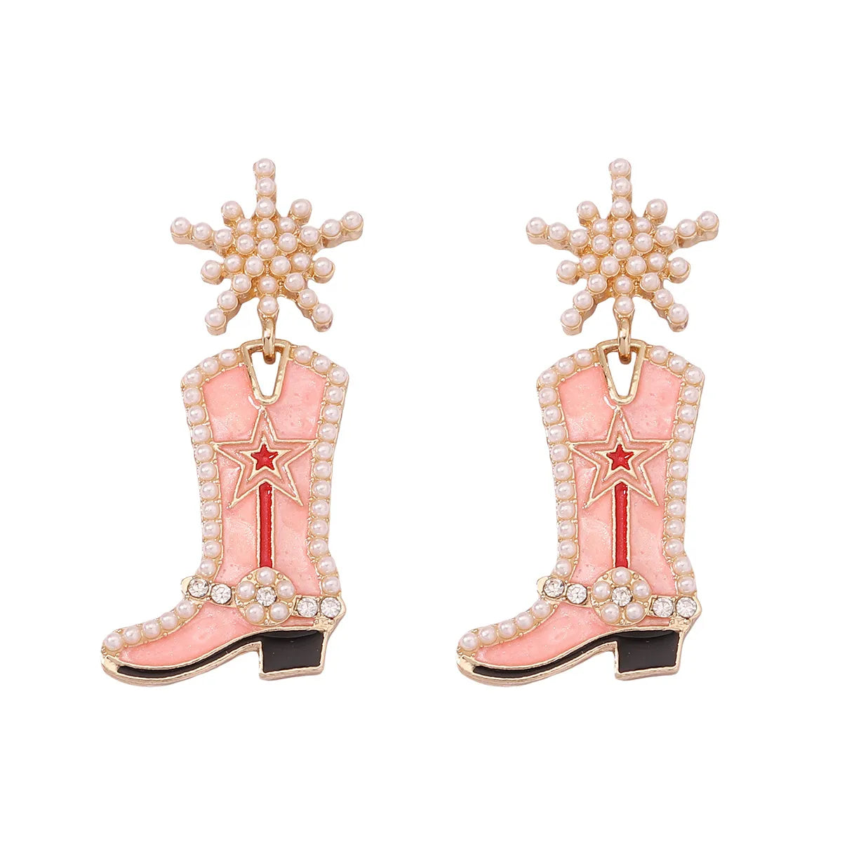 Fashion Boots Alloy Enamel Inlay Artificial Pearls Women'S Drop Earrings 1 Pair