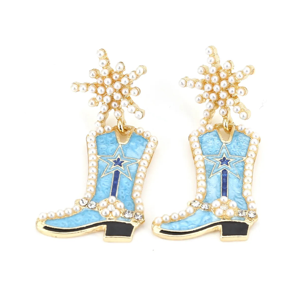 Fashion Boots Alloy Enamel Inlay Artificial Pearls Women'S Drop Earrings 1 Pair