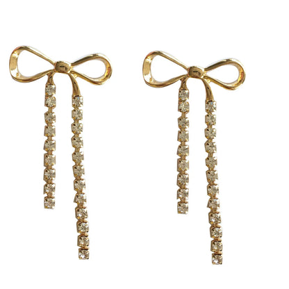 Fashion Bow Knot Inlay Alloy Rhinestones Drop Earrings