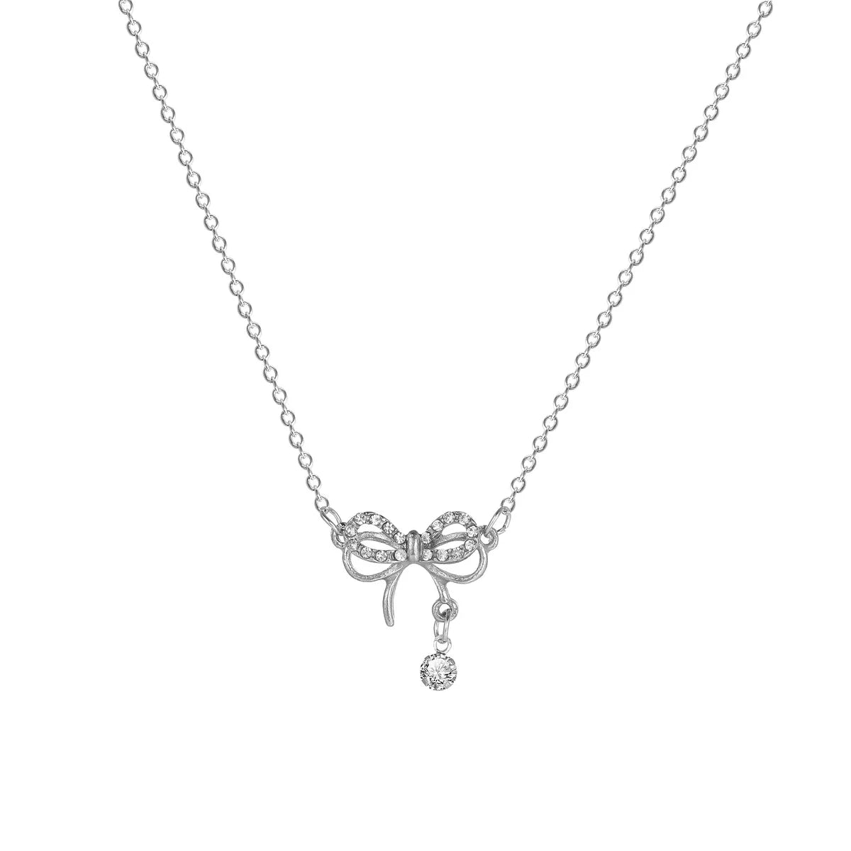 Fashion Bow Knot Alloy Plating Inlay Rhinestones Women'S Necklace