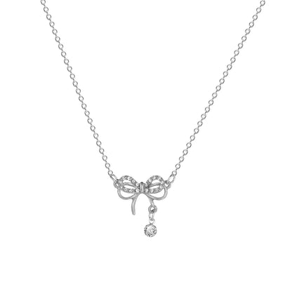 Fashion Bow Knot Alloy Plating Inlay Rhinestones Women'S Necklace