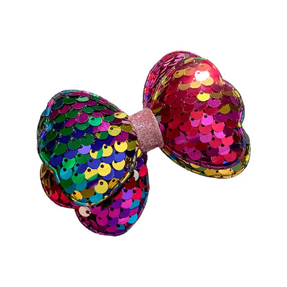 Girl'S Fashion Bow Knot Cloth Sequins Hair Clip