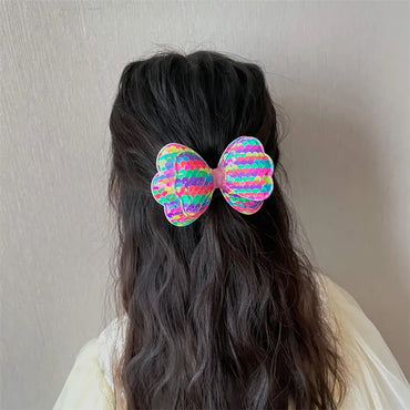 Girl'S Fashion Bow Knot Cloth Sequins Hair Clip