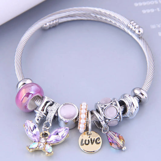 Fashion Bow Knot Metal Plating Artificial Gemstones Women's Bangle