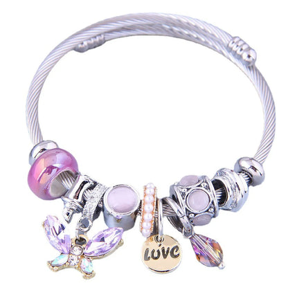 Fashion Bow Knot Metal Plating Artificial Gemstones Women's Bangle