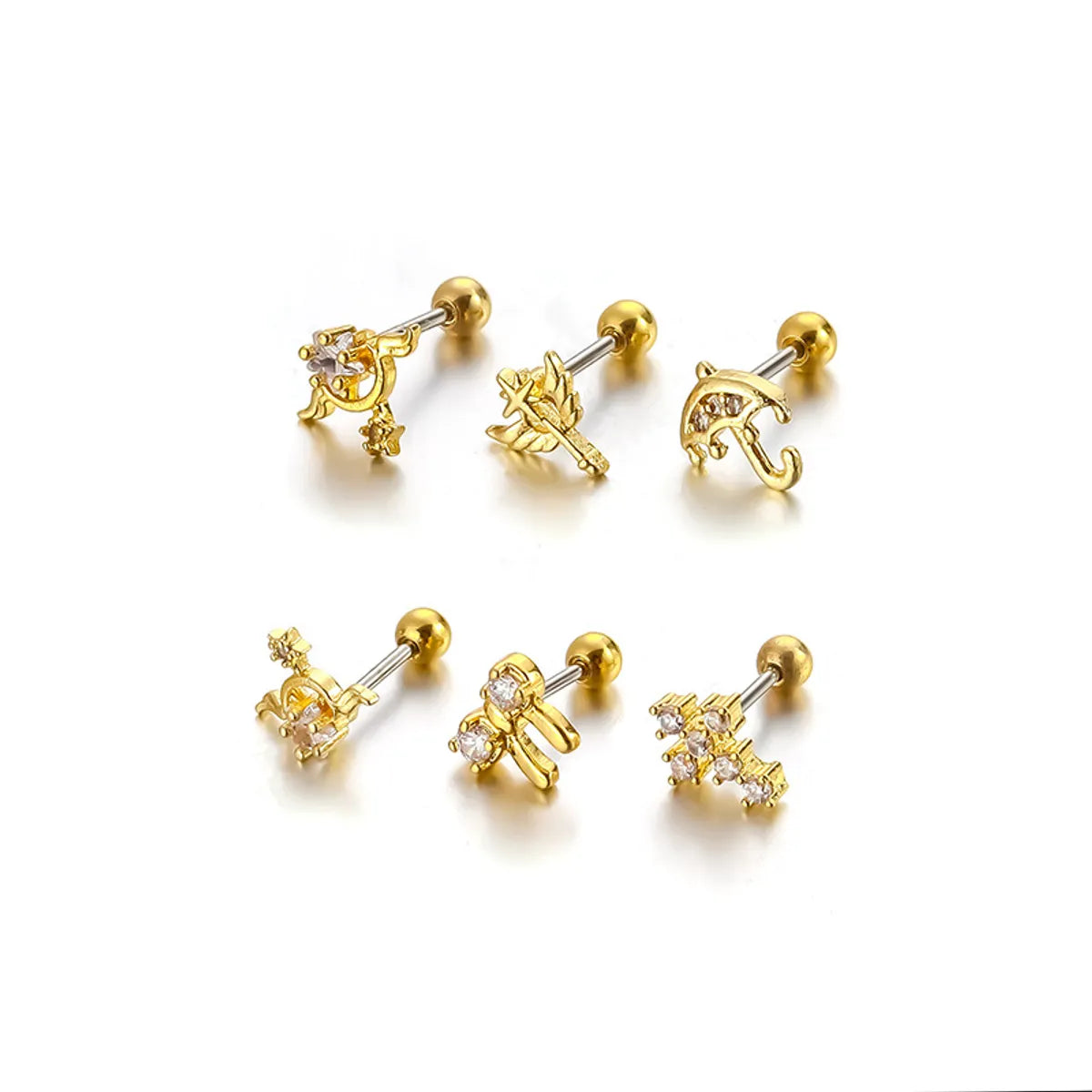 Ear Cartilage Rings & Studs Fashion Bow Knot 316 Stainless Steel  Copper Plating Zircon