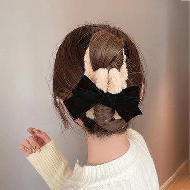 Fashion Bow Knot Plush Handmade Hair Claws 1 Piece