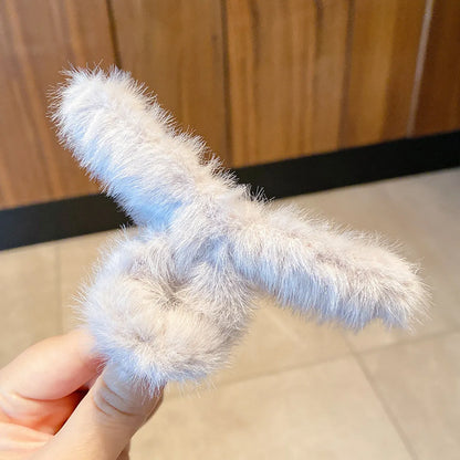 Fashion Bow Knot Plush Handmade Hair Claws 1 Piece