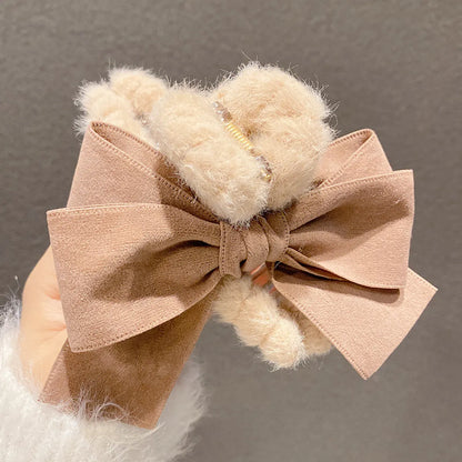 Fashion Bow Knot Plush Handmade Hair Claws 1 Piece