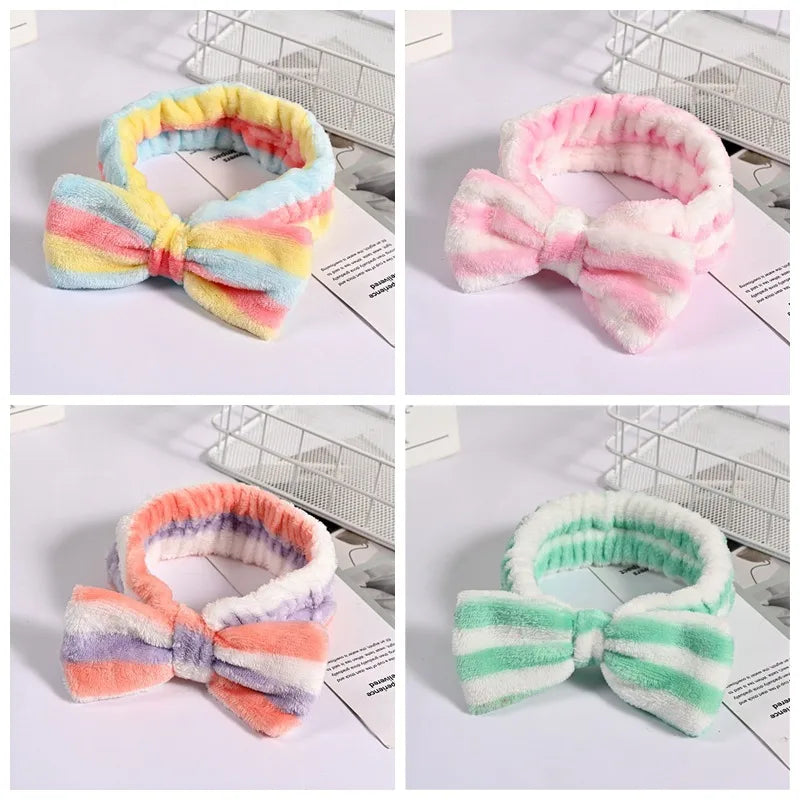 Fashion Bow Knot Plush Stripe Hair Band