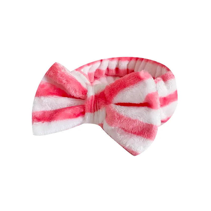 Fashion Bow Knot Plush Stripe Hair Band