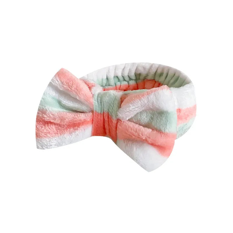 Fashion Bow Knot Plush Stripe Hair Band