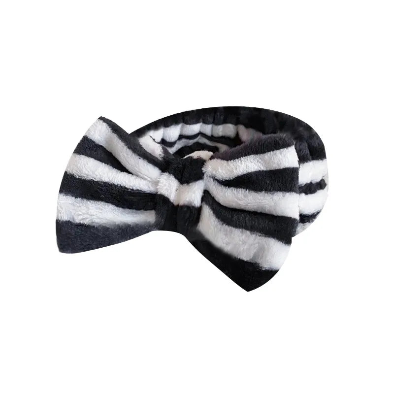 Fashion Bow Knot Plush Stripe Hair Band