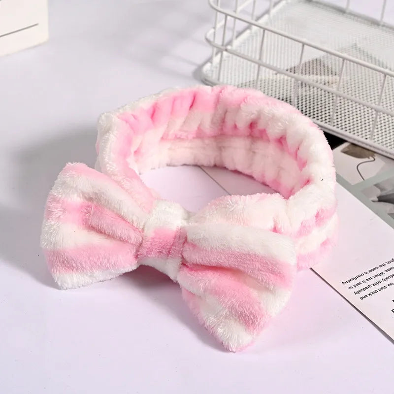 Fashion Bow Knot Plush Stripe Hair Band