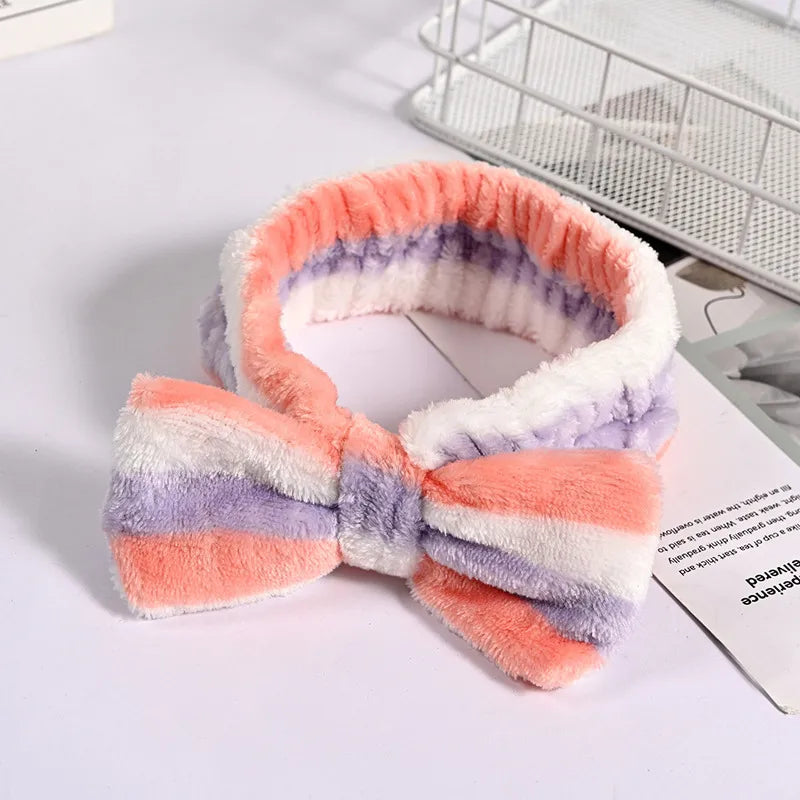 Fashion Bow Knot Plush Stripe Hair Band