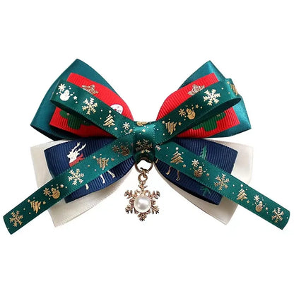 Fashion Bow Knot Snowflake Cloth Hair Clip