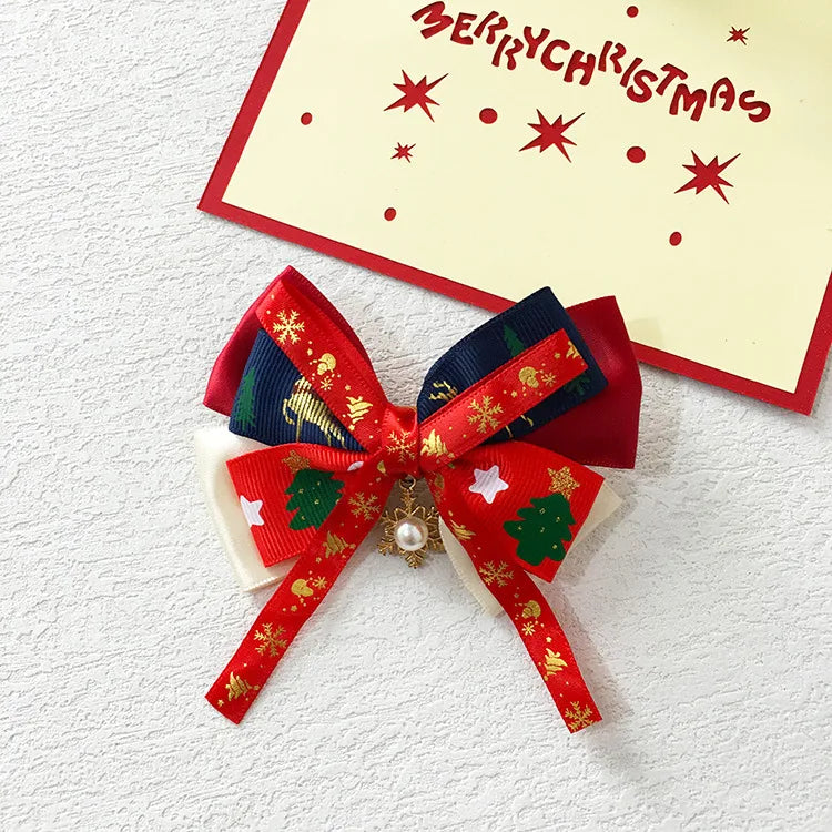 Fashion Bow Knot Snowflake Cloth Hair Clip