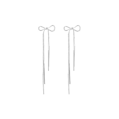 Fashion Bow Long Tassel Alloy Earrings Wholesale