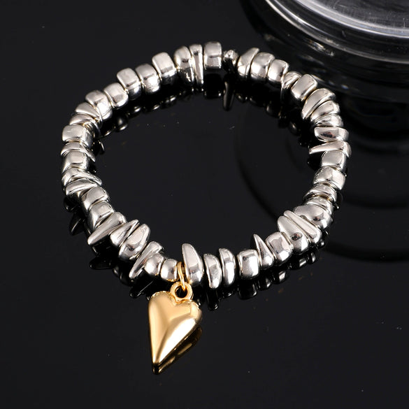 Fashion Bracelet Ccb Heart Shape Electroplating Jewelry For Men And Women