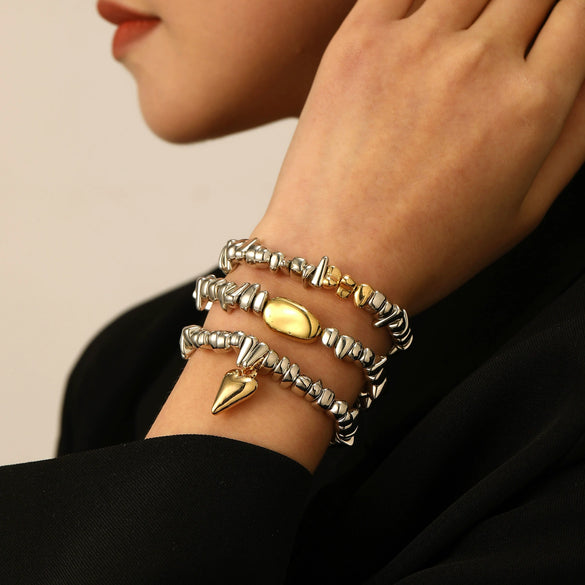 Fashion Bracelet Ccb Heart Shape Electroplating Jewelry For Men And Women