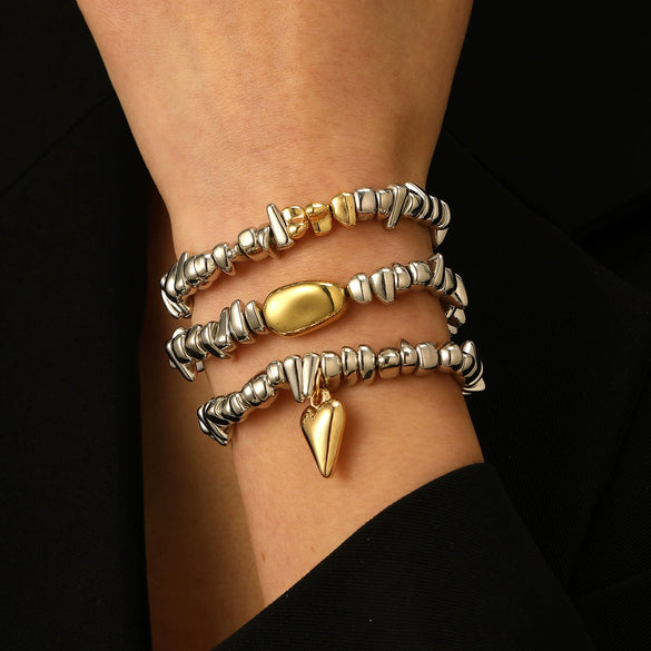 Fashion Bracelet Ccb Heart Shape Electroplating Jewelry For Men And Women