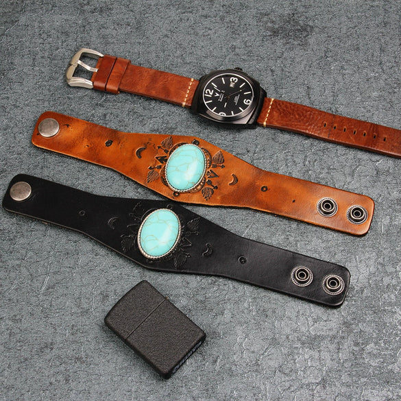 Fashion Bracelet Cowhide Drop Shape Set With Precious Stones