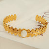 Fashion Bracelet 316L Stainless Steel Cshaped Leaf White Bead Design Electroplated