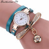 Fashion Bracelet Watch Alloy Case Imitation Leather Strap Stainless Steel Clasp Round Dial