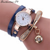 Fashion Bracelet Watch Alloy Case Imitation Leather Strap Stainless Steel Clasp Round Dial