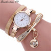 Fashion Bracelet Watch Alloy Case Imitation Leather Strap Stainless Steel Clasp Round Dial