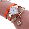 Fashion Bracelet Watch Alloy Case Imitation Leather Strap Stainless Steel Clasp Round Dial