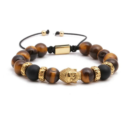 Fashion Bracelets Stainless Steel Woven Adjustable Buddha Head Bracelet