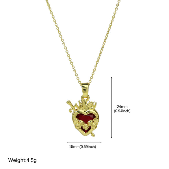 Fashion Brass Heartshaped Pendant Clavicle Chain Jewelry With Electroplating For Women