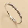 Fashion Bridal Metal Geometric Diamond Accent Elastic Open Bracelet With Single Row Claw Chain And Layered Steel Ring Design