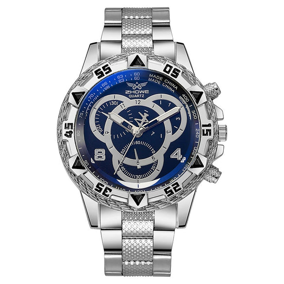 Fashion Business Style Men's Quartz Watch Stainless Steel Band Alloy Case Round Dial